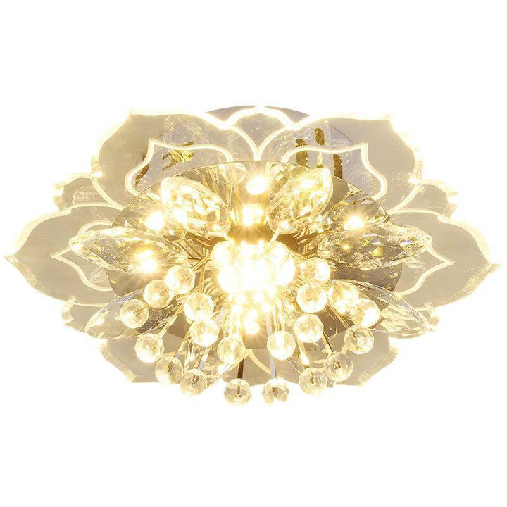 Modern Crystal Flower Shape LED Flush Mount Ceiling Light