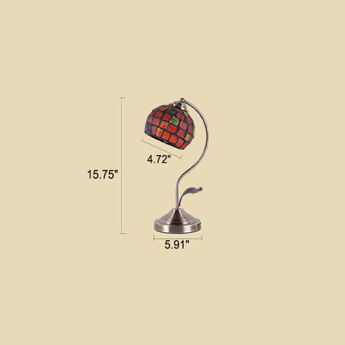 European Vintage Tiffany Round Head Glass Hardware 1-Light Table Lamp