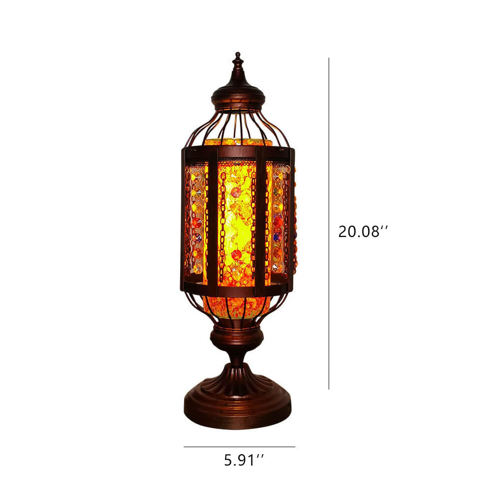 Vintage Turkish Table Lamp in Iron &amp; Stained Glass — Living Room Lighting | Havora