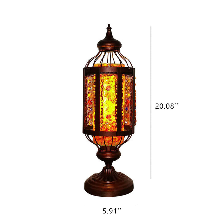 Vintage Turkish Table Lamp in Iron &amp; Stained Glass — Living Room Lighting | Havora