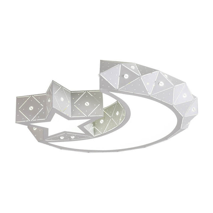 Modern Star Moon Geometric Iron LED Kids Flush Mount Ceiling Light