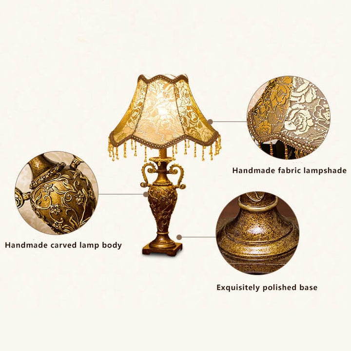Resin &amp; Fabric Table Lamp, European Vintage Design for Living Room | Havora Lighting