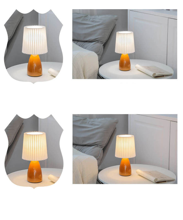 Glass &amp; Fabric Table Lamp, Nordic Vintage Design for Living Room | Havora Lighting