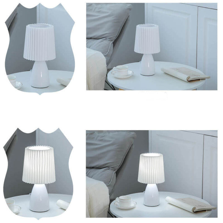 Glass &amp; Fabric Table Lamp, Nordic Vintage Design for Living Room | Havora Lighting