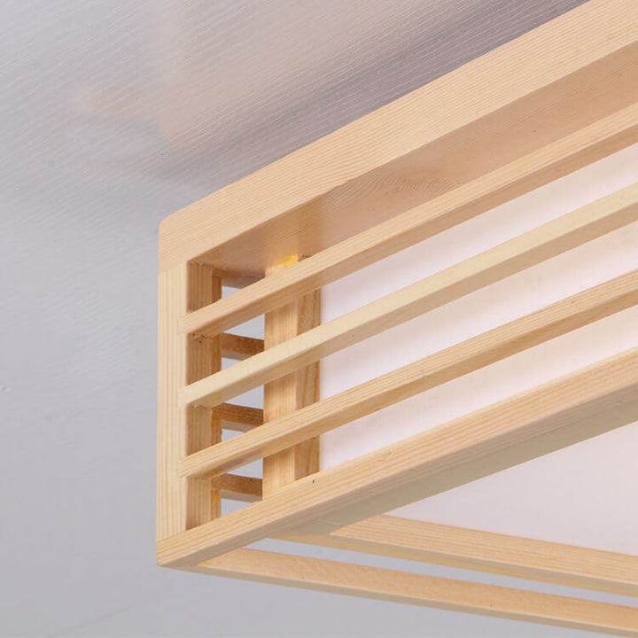 Nordic Solid Wood Square LED Japanese Tatami Flush Mount Ceiling Light