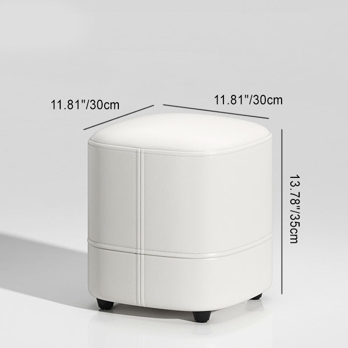 Modern Minimalist Square Faux Leather Solid Wood Vanity Stool For Bedroom