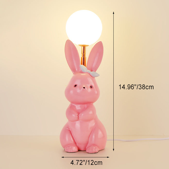 Modern Art Deco Rabbit Feather Orb Metal Goose Feather Glass 1-Light Table Lamp For Bedroom
