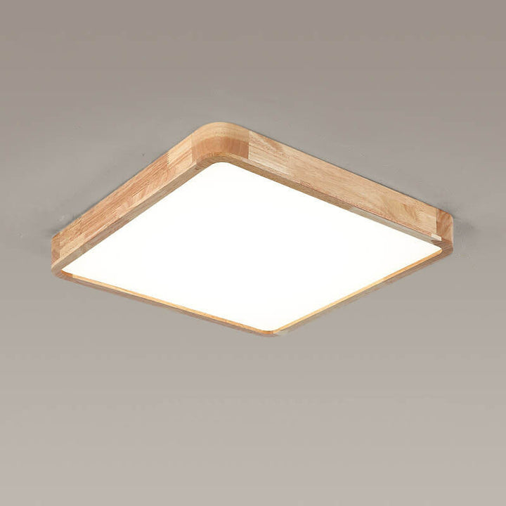 Modern Minimalist Solid Wood Round Square Tatami LED Flush Mount Ceiling Light for Living Room