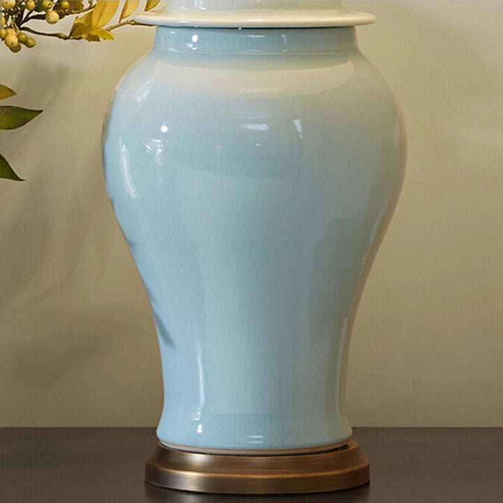Traditional Rustic Vase Ceramic &amp; Fabric Table Lamp for Study | Havora Designer Lighting
