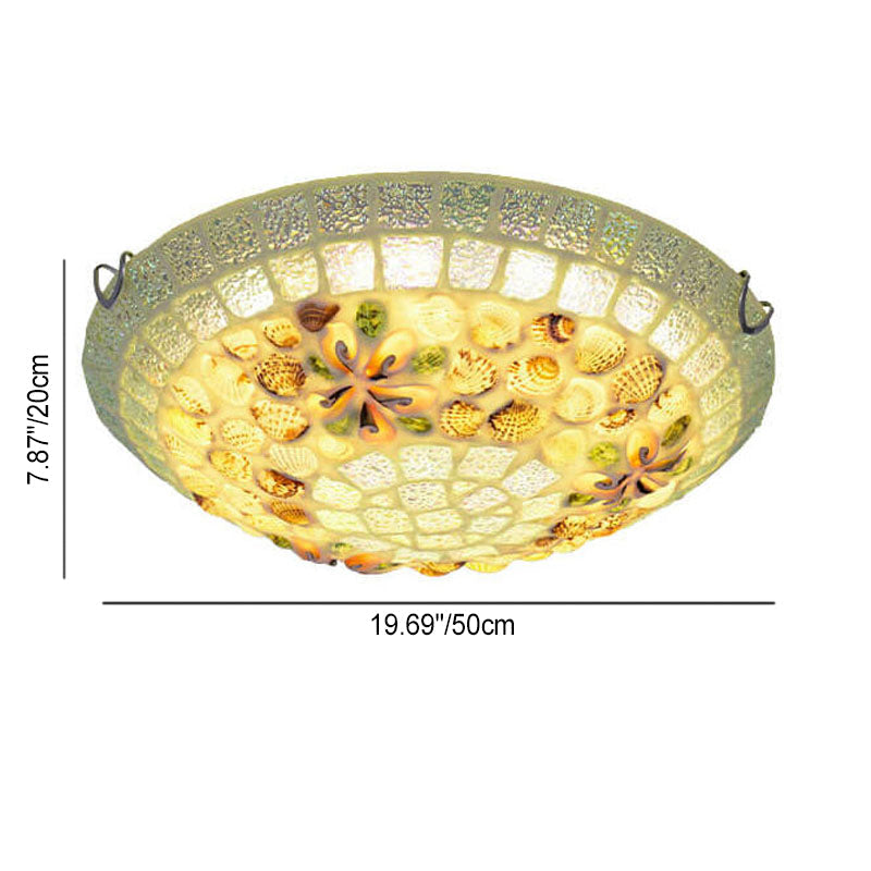 Tiffany Creative Mosaic Shells 1-Light Flush Mount Ceiling Light