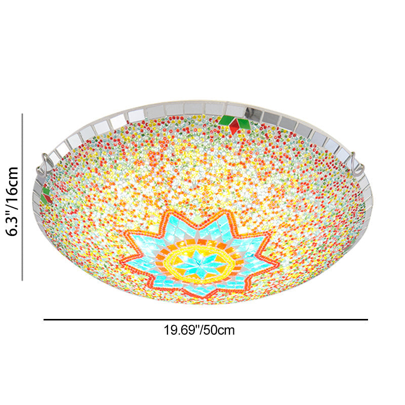 Traditional Tiffany Semicircle Hardware Glass 2/3/4 - Light Flush Mount Ceiling Light For Living Room