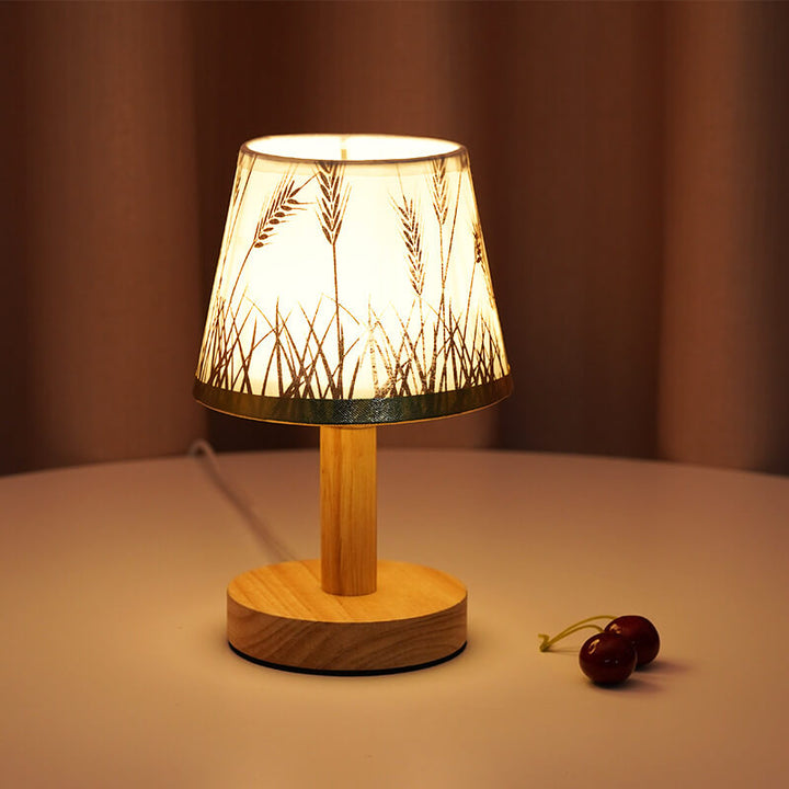 Vintage Linen Wood &amp; Fabric Table Lamp for Bedroom | Havora Designer Lighting