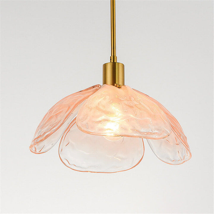 Modern Minimalist Flower-shaped Petal Iron Glass 1-Light Pendant Light For Living Room