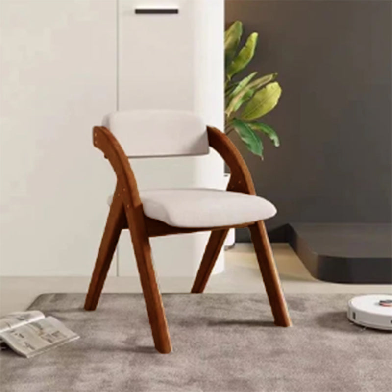 Modern Minimalist Square Fabric Rubberwood Solid Wood Foldable Backrest Dining Chair For Dining Room