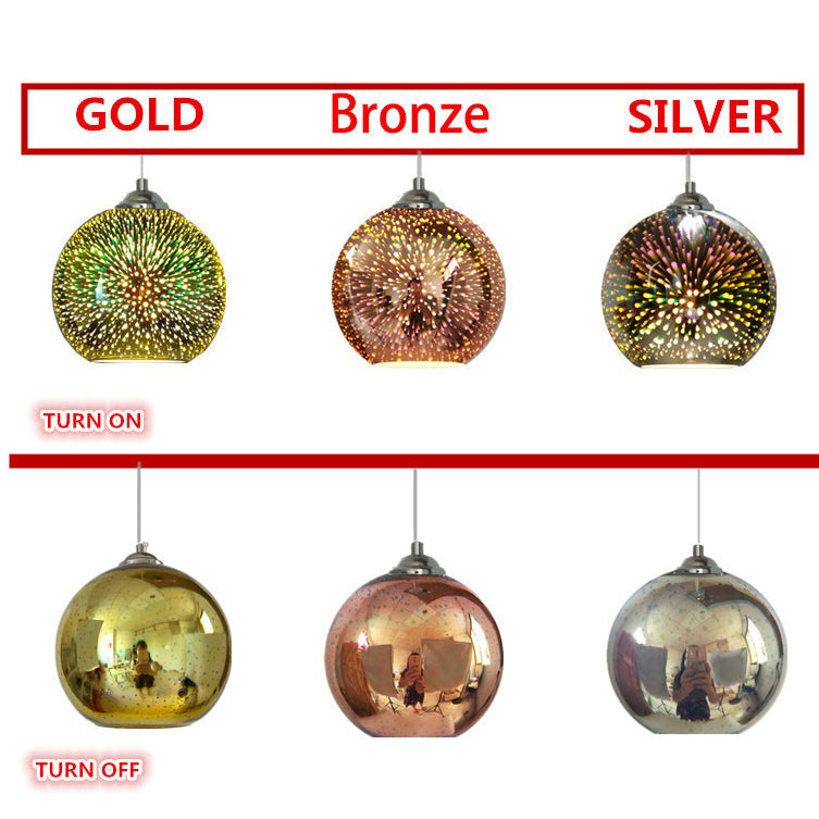 Modern Creative 3D Colorful Fireworks Glass 1-Light Dome Pendant Light