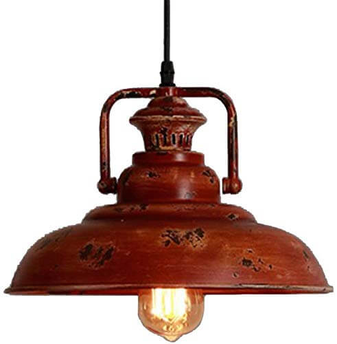 Retro Red Rust 1-Light Dome Pendant Light