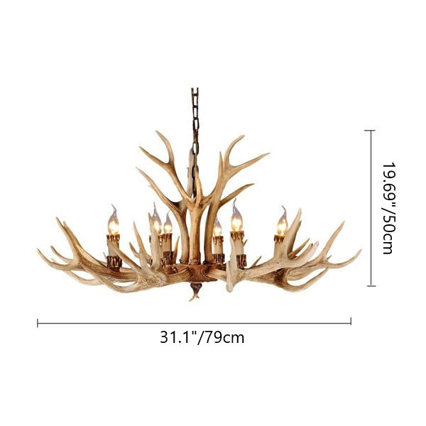 Contemporary Industrial Antler Metal Resin 6-Light Chandeliers for Living Room