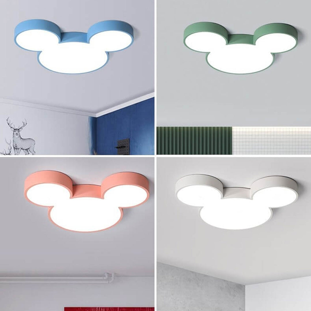 Contemporary Creative Mouse Cartoon Slim LED Flush Mount Ceiling Light For Living Room &amp; Bedroom