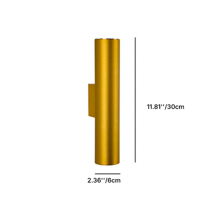 Modern Minimalist Round Aluminum Cylindrical 2-Light Wall Sconce Lamp For Bedroom
