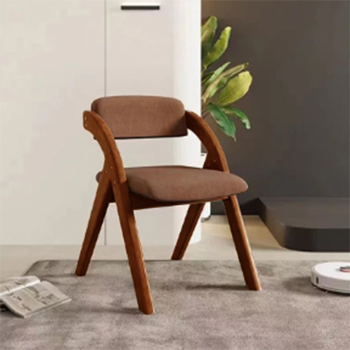 Modern Minimalist Square Fabric Rubberwood Solid Wood Foldable Backrest Dining Chair For Dining Room