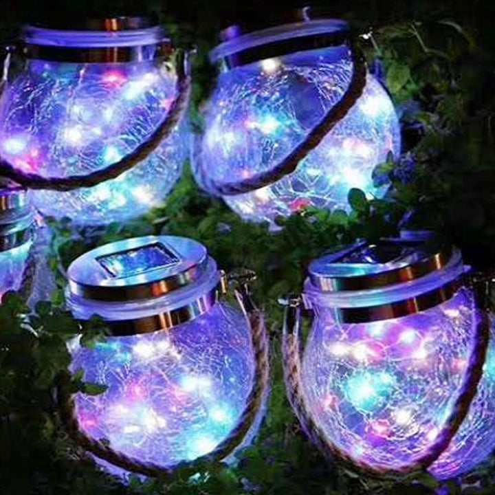 Cracked Glass Jar Waterproof Solar Copper Wire LED Outdoor Garden Landscape Light