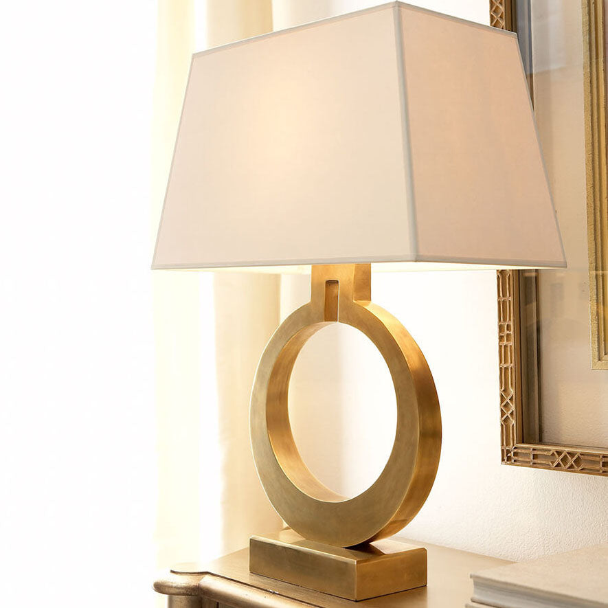 Modern Luxury Fabric Golden Ring Base 1-Light Table Lamp