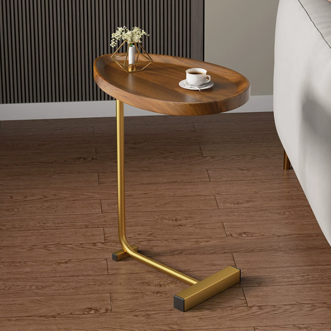 Modern Minimalist Rectangular Density Board Iron End Table 1-Tier Movable For Living Room