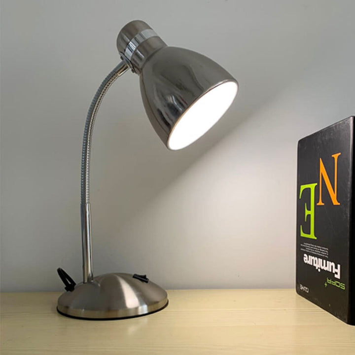 Vintage Industrial Aged Chrome Metal 1-Light Table Lamp