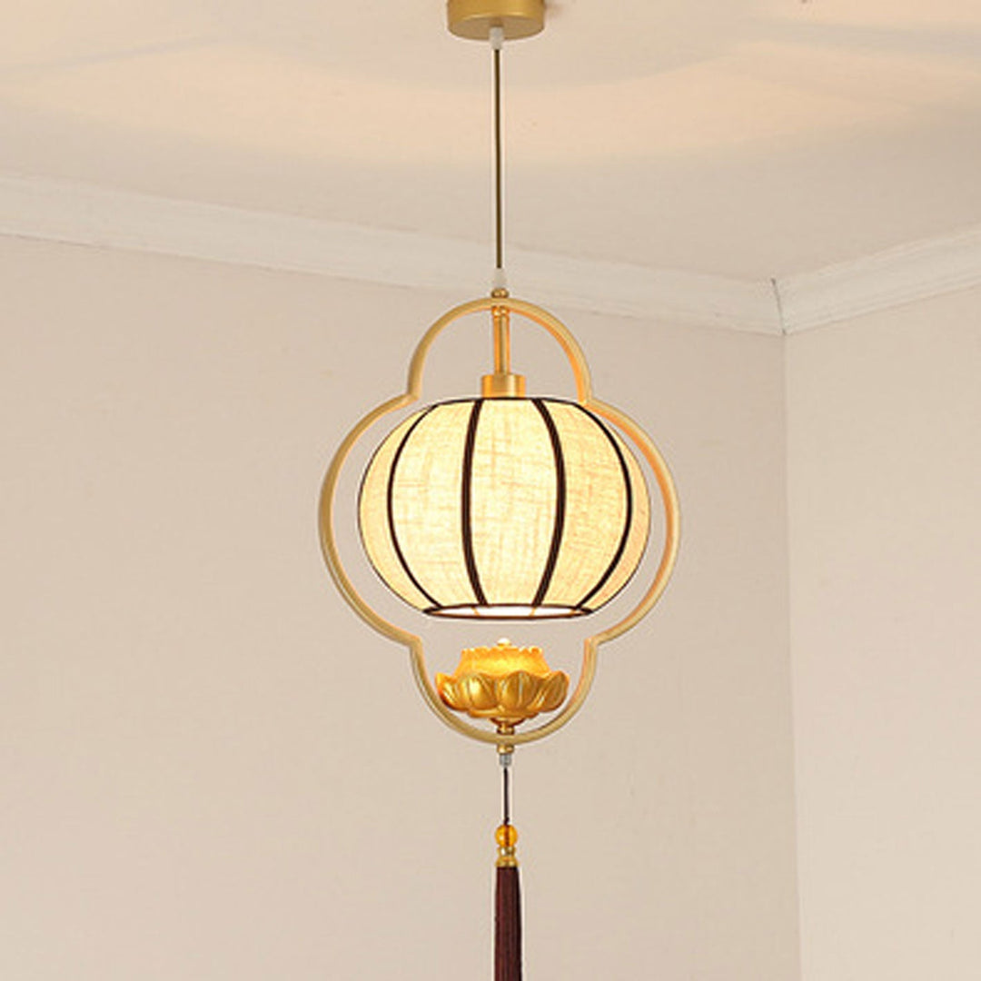 Chinese Retro Light Luxury Wrought Iron 1-Light Pendant Light