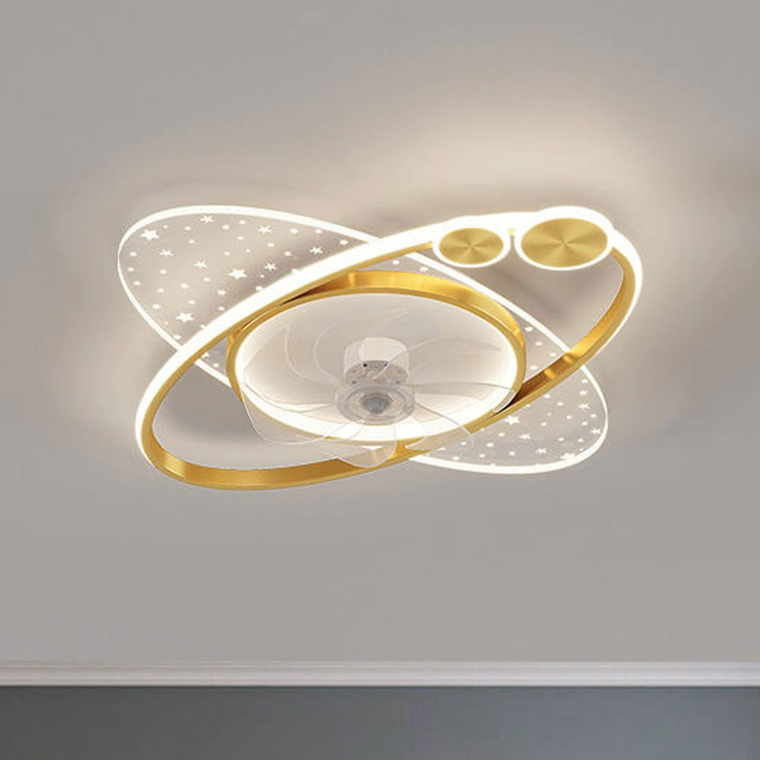 Modern Creative Planet Star Effect LED Flush Mount Ceiling Fan Light