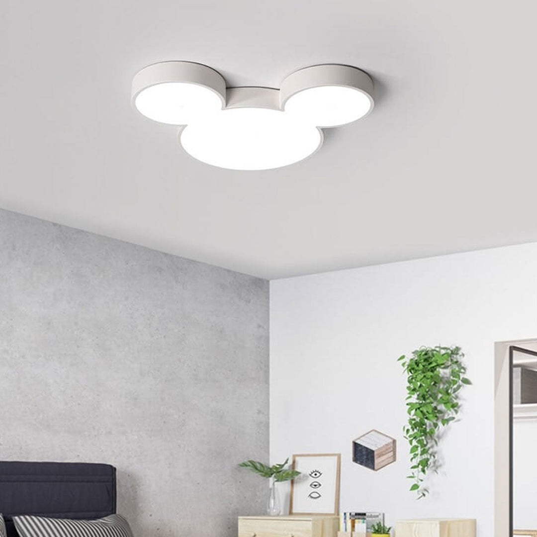 Contemporary Creative Mouse Cartoon Slim LED Flush Mount Ceiling Light For Living Room &amp; Bedroom