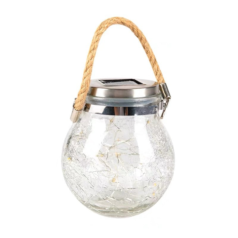 Cracked Glass Jar Waterproof Solar Copper Wire LED Outdoor Garden Landscape Light