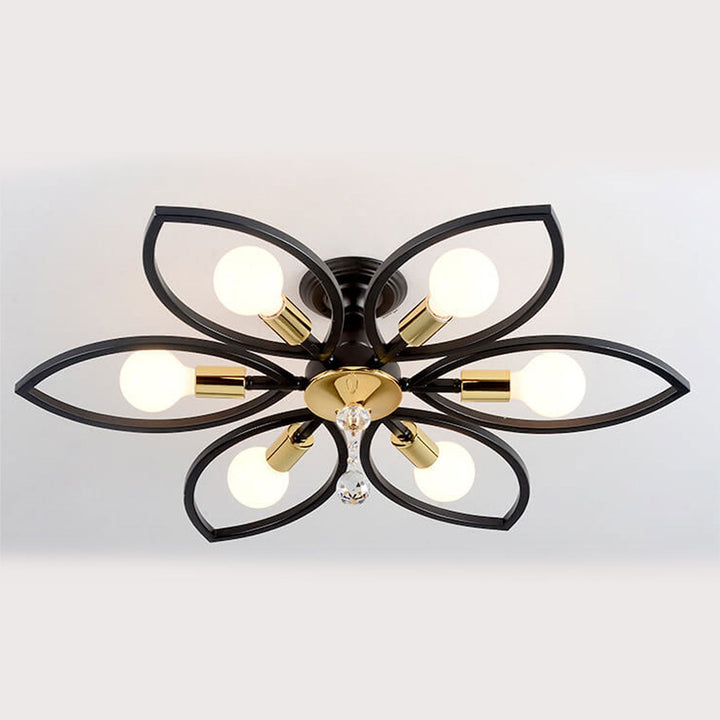 Nordic Light Luxury Wrought Iron Crystal 6/8-Light Flush Mount Ceiling Light