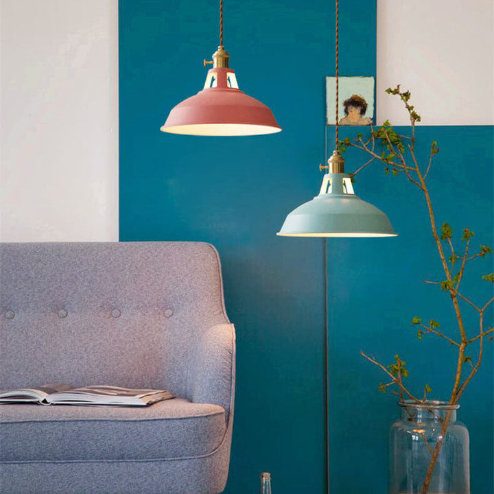 Industrial 1-Light Colorful Barn Shade Pendant Light