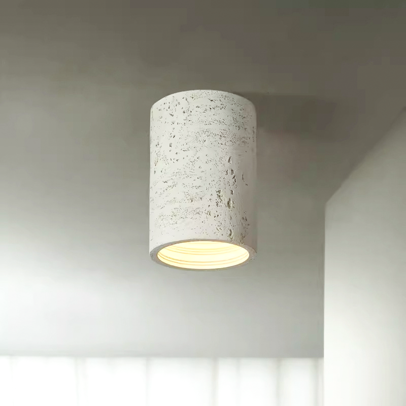 Traditional Japanese Column Iron Resin LED Flush Mount Ceiling Light For Living Room