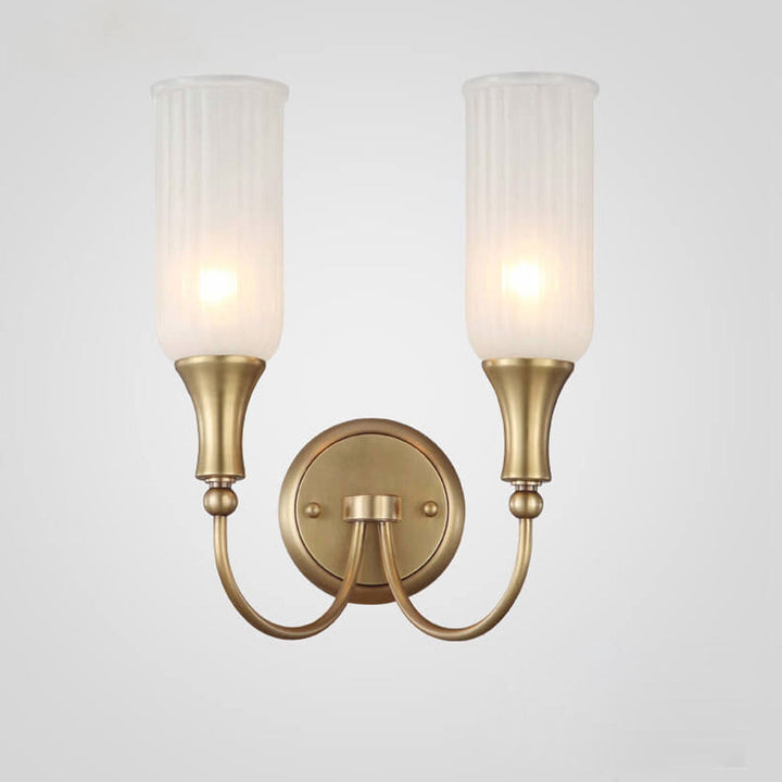 Vintage Rustic Brass Glass 1/2 Light Wall Sconce Lamp