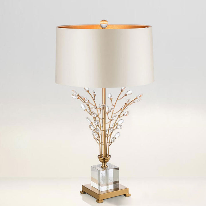 Modern Light Luxury Fabric Crystal Flower Creative Base 1-Light Table Lamp