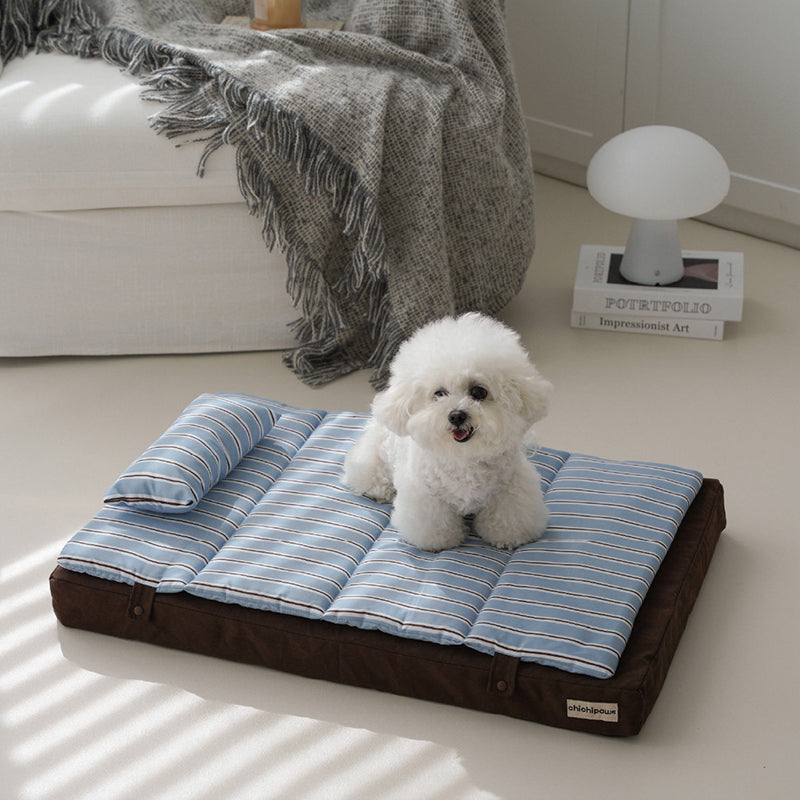 Modern Minimalist Cotton &amp; Polyester PP Rectangular Breathable Pet Bed Dog Bed With Removable Cushion For Living Room