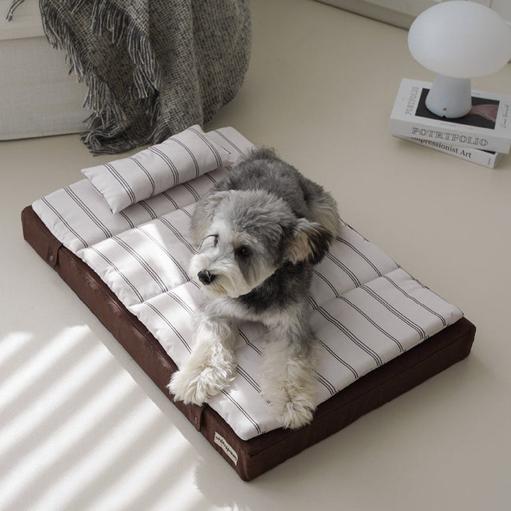 Modern Minimalist Cotton &amp; Polyester PP Rectangular Breathable Pet Bed Dog Bed With Removable Cushion For Living Room