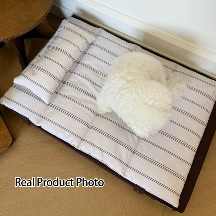 Modern Minimalist Cotton &amp; Polyester PP Rectangular Breathable Pet Bed Dog Bed With Removable Cushion For Living Room