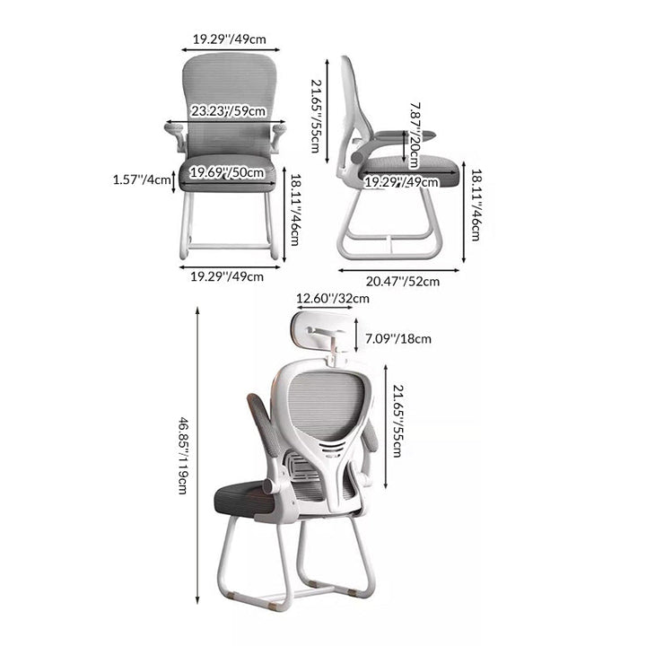 Modern Minimalist Ergonomic Design Metal PP Mesh Fabric Desk Chair With Backrest Adjustable Armrest For Home Office