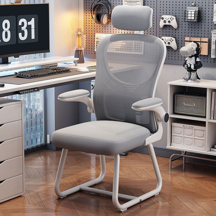 Modern Minimalist Ergonomic Design Metal PP Mesh Fabric Desk Chair With Backrest Adjustable Armrest For Home Office