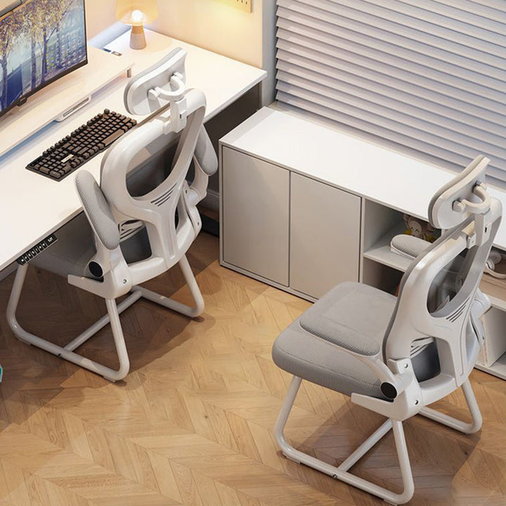 Modern Minimalist Ergonomic Design Metal PP Mesh Fabric Desk Chair With Backrest Adjustable Armrest For Home Office