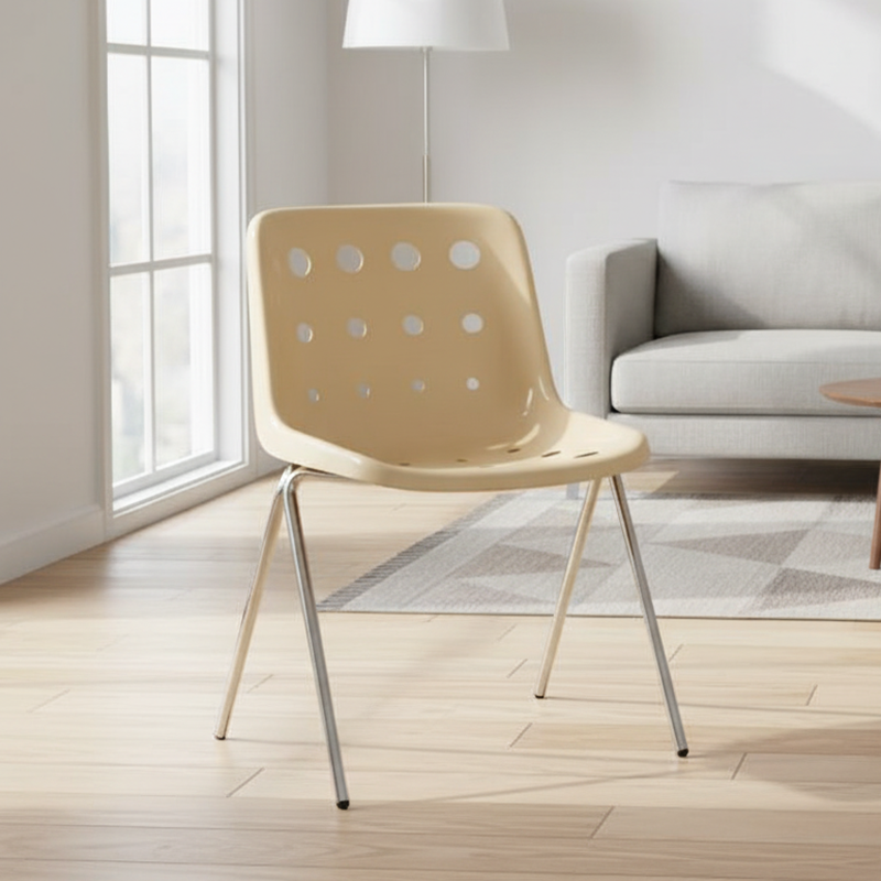 Modern Mid-Century Cheese Design PP Wrought Iron Dining Chair Backrest For Living Room &amp; Dining Room