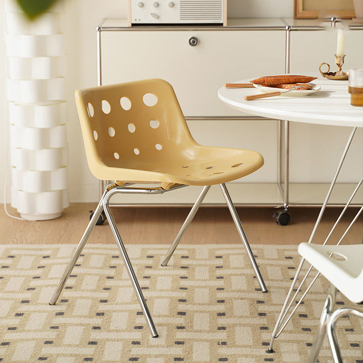 Modern Mid-Century Cheese Design PP Wrought Iron Dining Chair Backrest For Living Room &amp; Dining Room