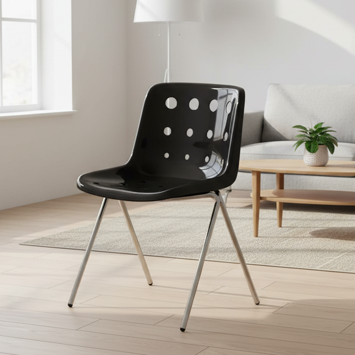 Modern Mid-Century Cheese Design PP Wrought Iron Dining Chair Backrest For Living Room &amp; Dining Room