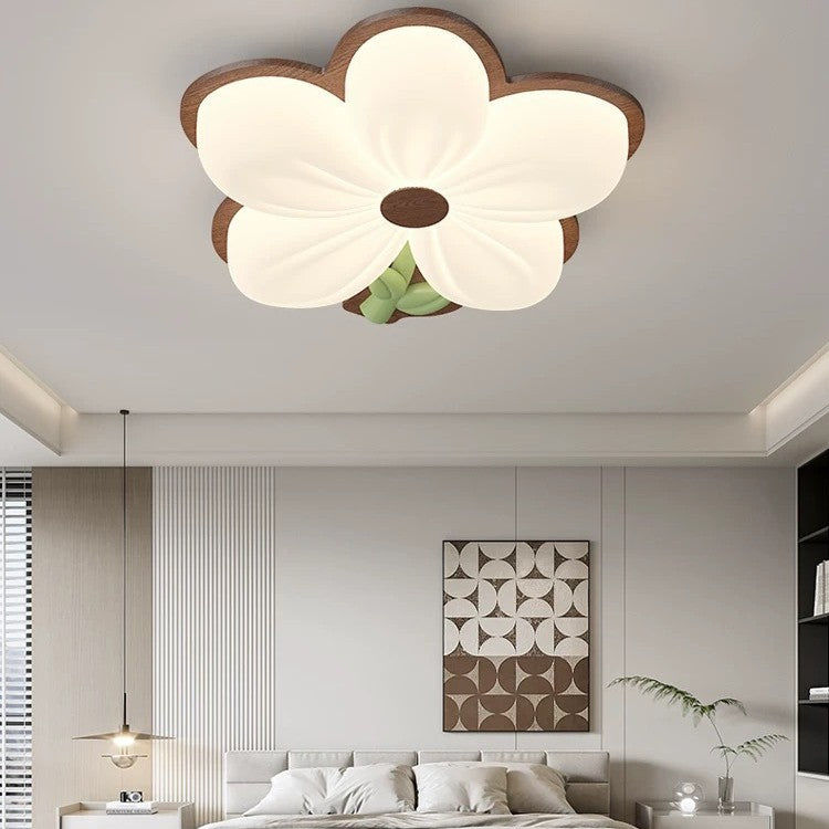 Contemporary Creative Kids Flower Shaped Iron Plastic LED Flush Mount Ceiling Light For Bedroom