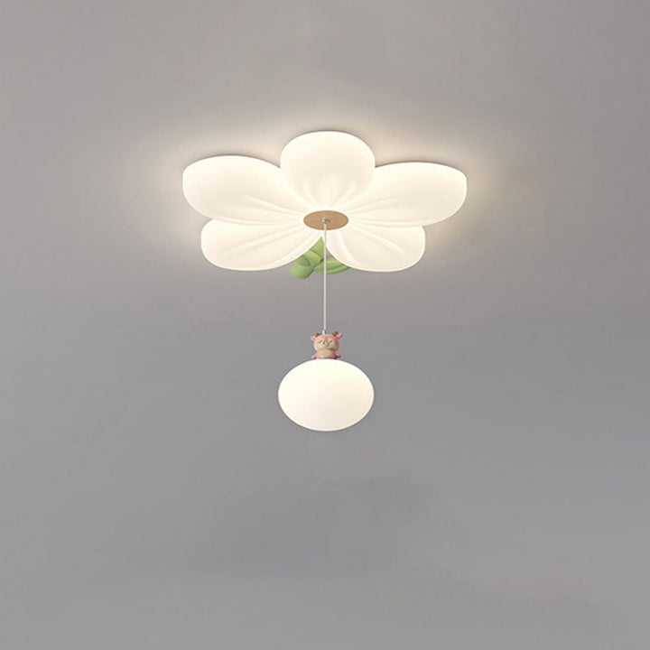 Contemporary Creative Kids Flower Shaped Iron Plastic LED Flush Mount Ceiling Light For Bedroom