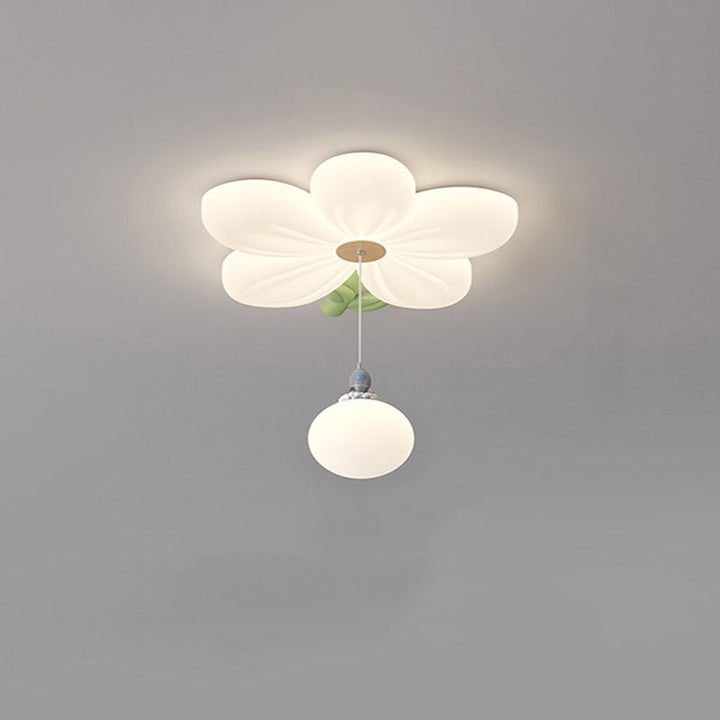 Contemporary Creative Kids Flower Shaped Iron Plastic LED Flush Mount Ceiling Light For Bedroom