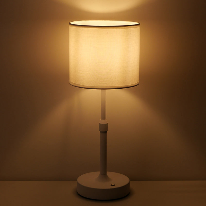 Modern Minimalist Liftable Cylindrical Metal Fabric 1-Light Table Lamp for Bedroom